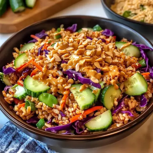 Krosse Reissalat mit Erdnuss-Sesam-Dressing