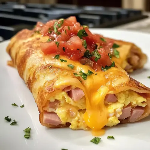 Schinken-Ei-und-Käse-Röllchen (mit Salsa)