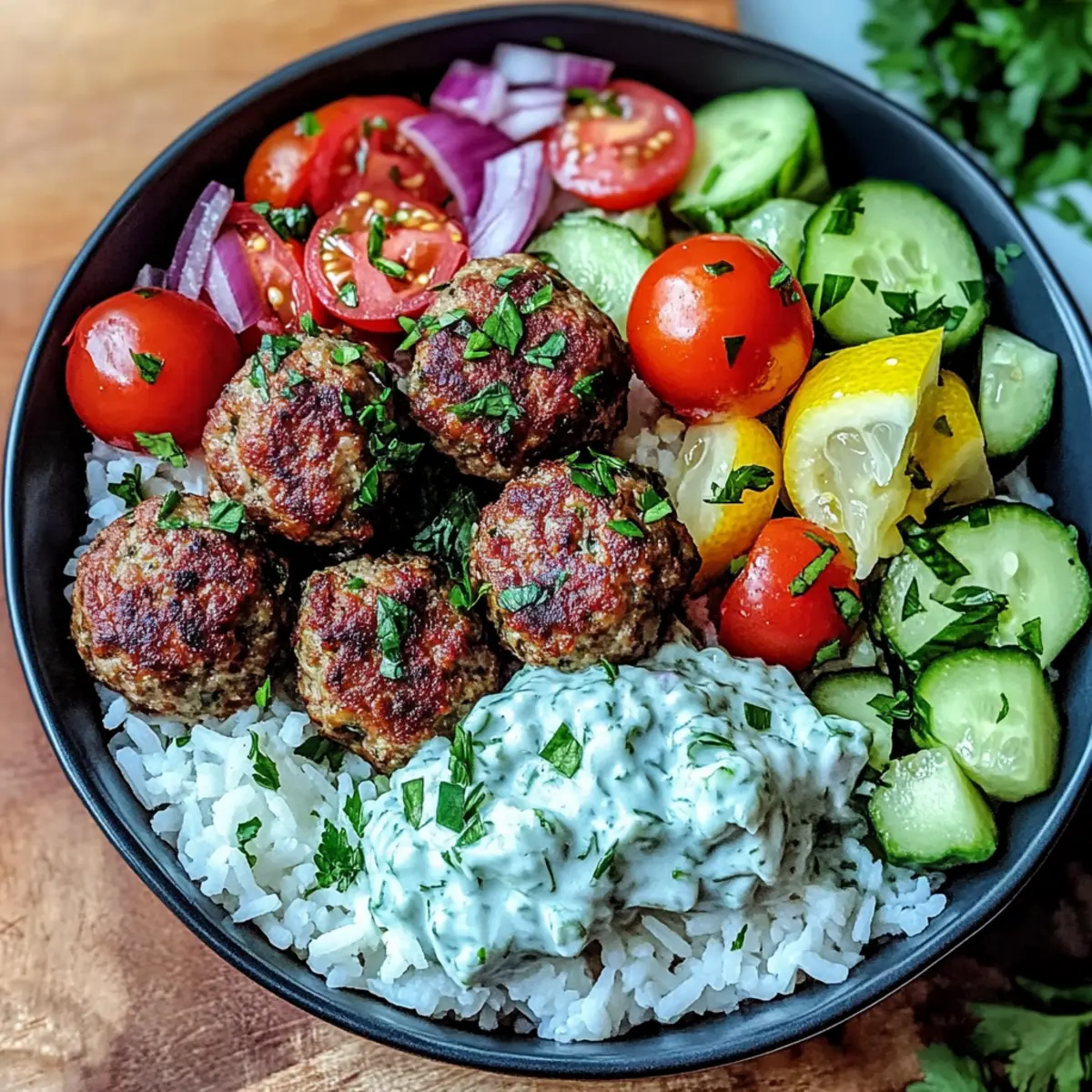 Griechische Fleischbällchen Schüssel
