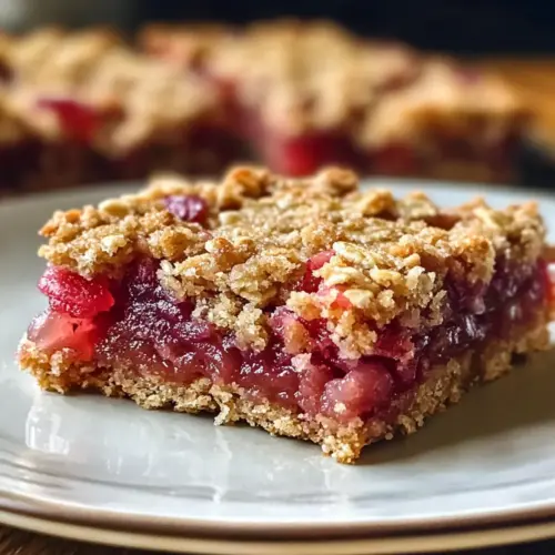 Haferflocken-Rhabarber-Riegel