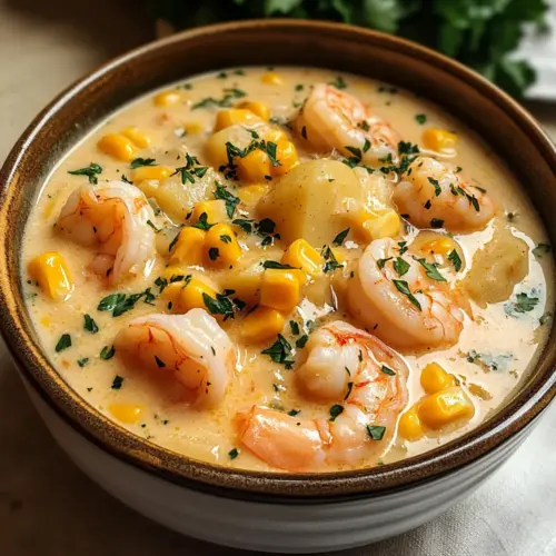 Garnelen- und Maissuppe