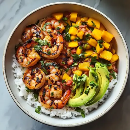 Verbrannte Garnelen und Avocado Schüssel