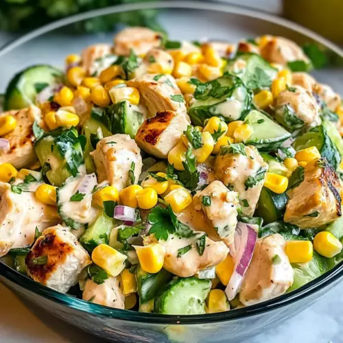 Mais cremiger Gurke Hähnchensalat