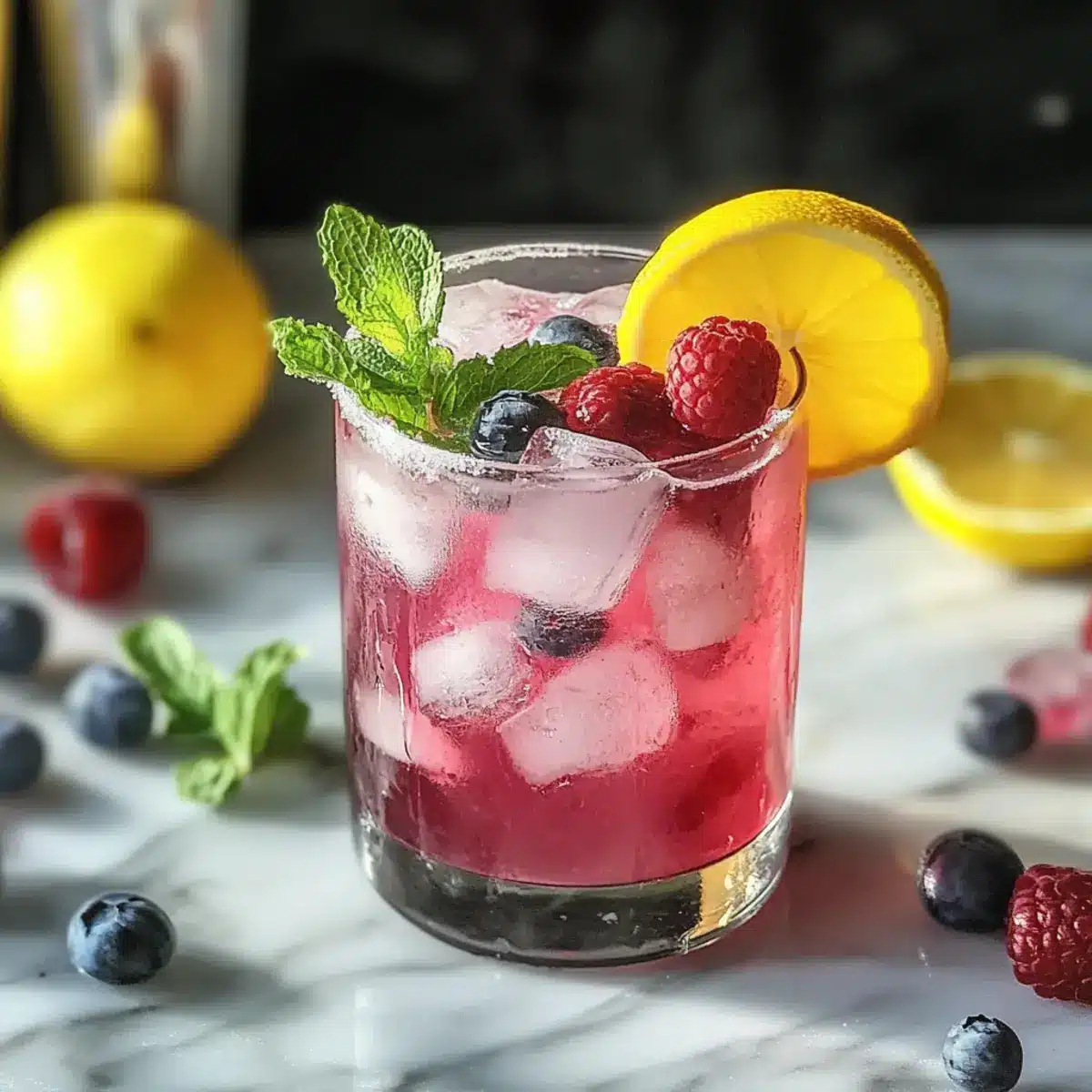 Zitronen-Blaubeer-Mocktail